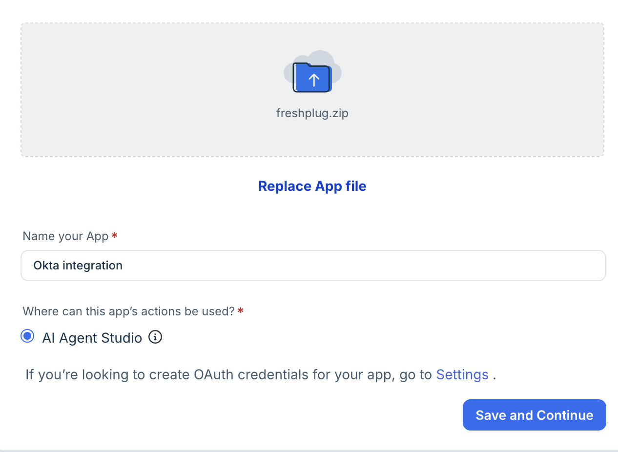 Enter app name and select AI Agent Studio
