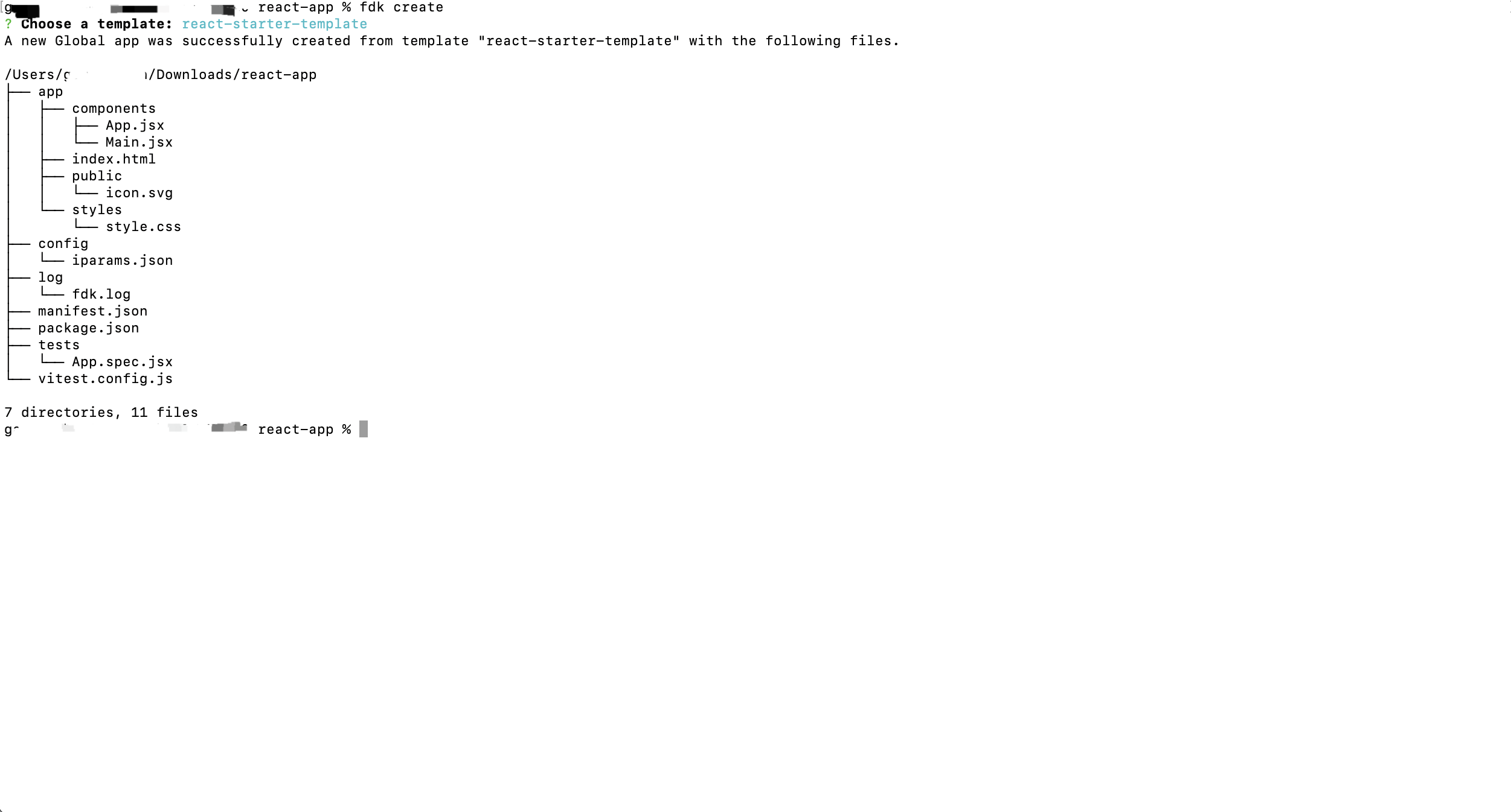 Directories and files that the create command generates