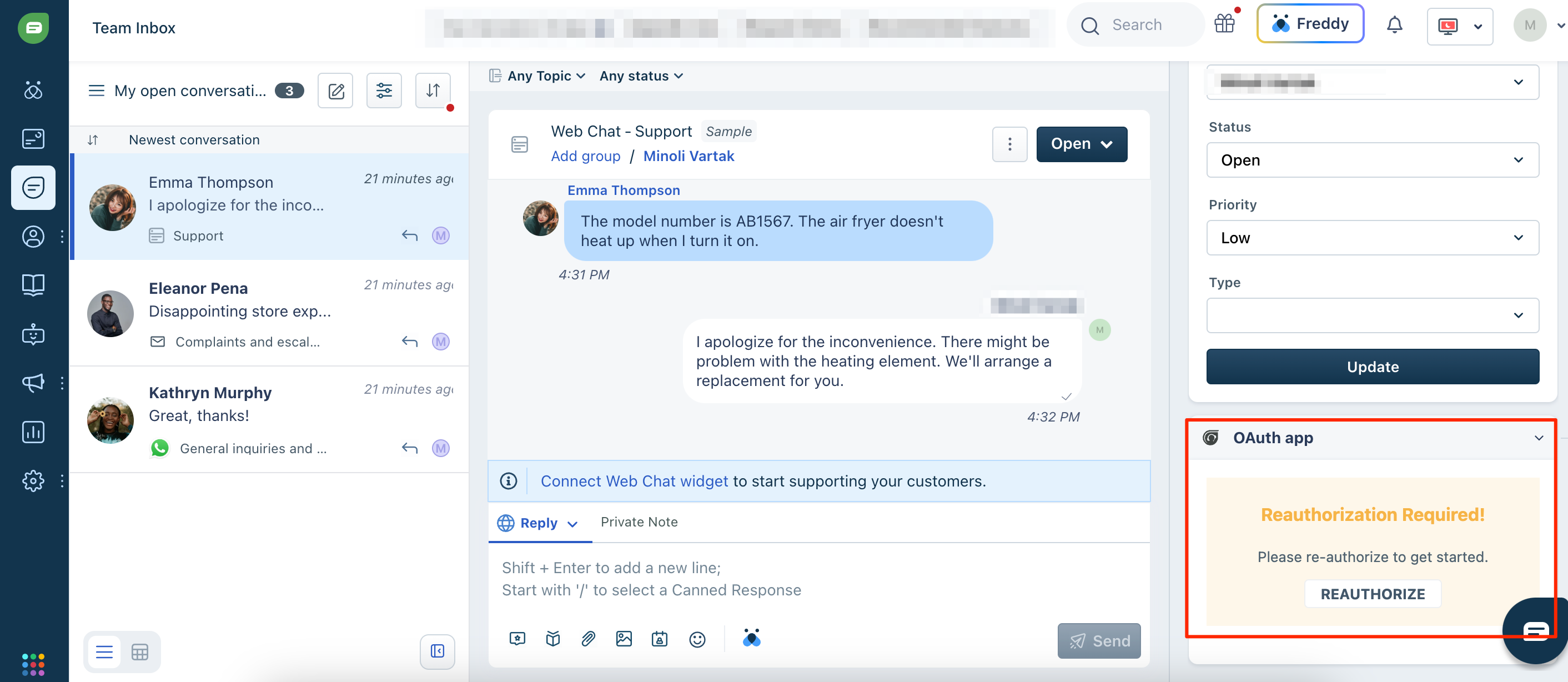Image of A FWS OAuth app that requires reauthorization