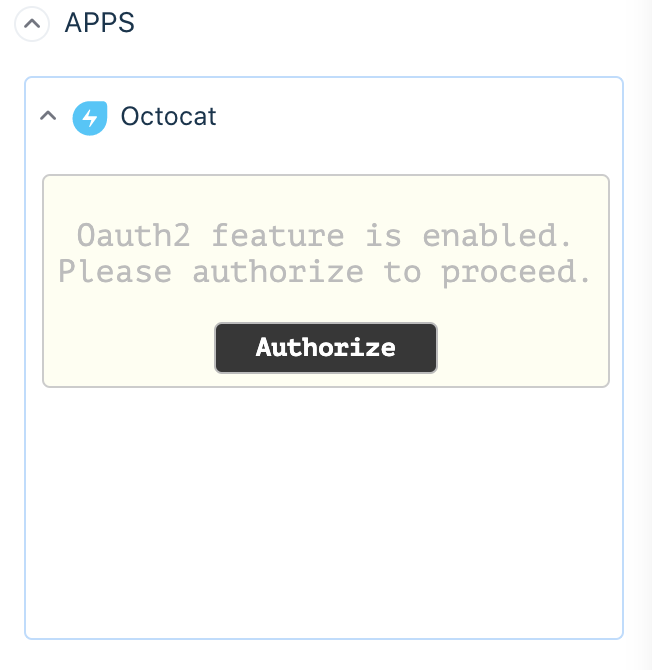 Authorisation UI in app